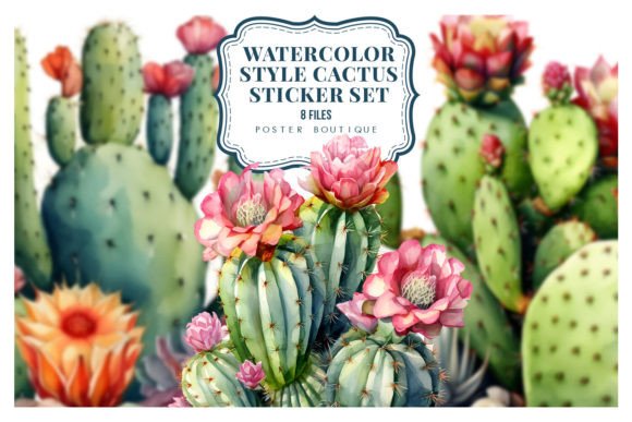 Watercolor Cactus Clipart Set Graphic Illustrations By Poster Boutique