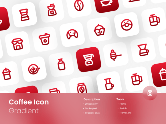 Coffee Icon Set Gradient Outline Style Graphic Icons By Moonstd