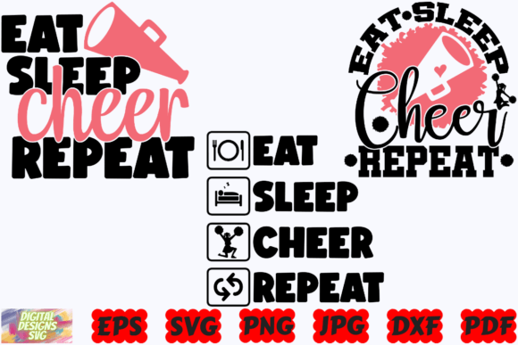 Eat Sleep Cheer Repeat SVG | Cheer SVG Graphic Crafts By DigitalDesignsSVGBundle