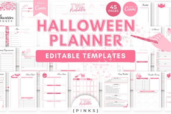 Halloween Planner Canva Templates |PINKS Gráfico Modelos de Impressão Por TWCprintables