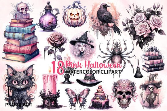 Pink Halloween Bundle Sublimation Graphic Illustrations By LQ Design