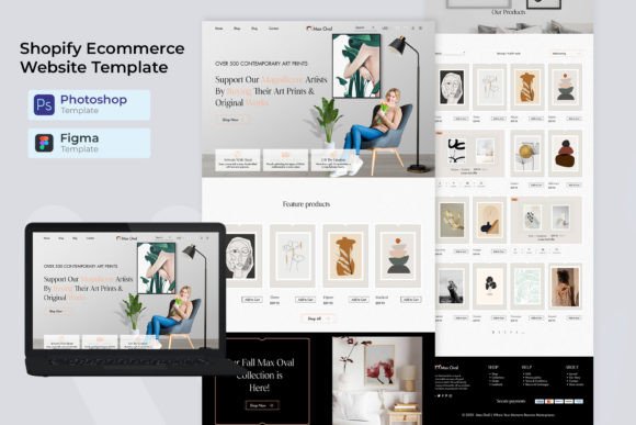Shopify Art Store Template Graphic UX and UI Kits By shahtech50