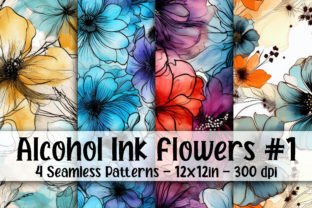 Alcohol Ink Flowers Digital Paper #1 Grafica Motivi AI Di oldmarketdesigns