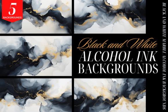 Black White Alcohol Ink Bakcground Pack Grafika Tła Przez Haylee