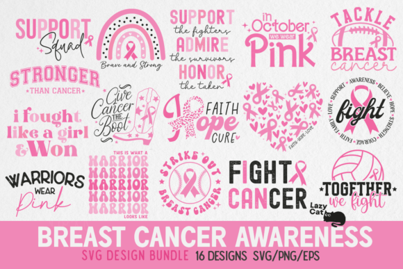 Breast Cancer SVG Bundle Graphic Crafts By Lazy Cat