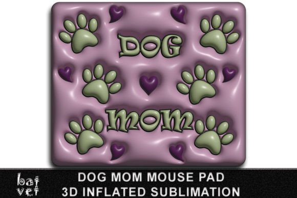 Dog Mom Sublimation Mouse Pad Inflated Illustration Artisanat Par BatVet