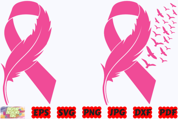 Feather Pink Ribbon SVG | Cancer Ribbon Graphic Crafts By DigitalDesignsSVGBundle