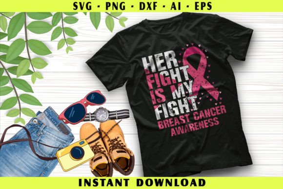 Her Fight is My Fight Breast Cancer Graphic T-shirt Designs By Graphics BD
