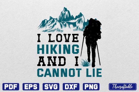 I Love Hiking T-Shirt Design Graphic Crafts By Thecraftable