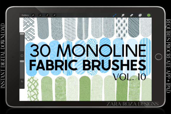 Procreate Fabric Texture Brushes Vol. 10 Grafika Pędzle Przez ZaraRozaDesigns