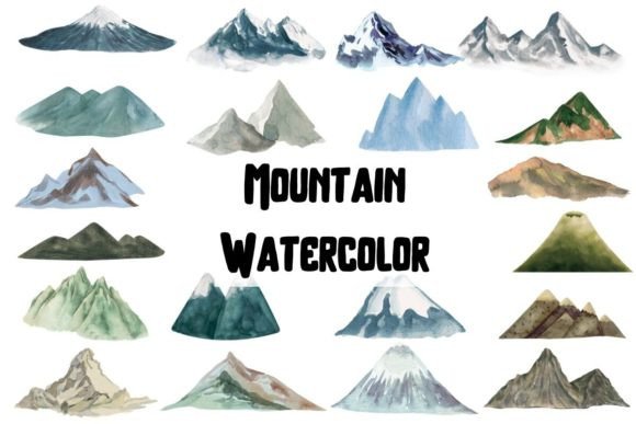 Watercolor Mountain Clipart Graphic Illustrations By BigBosss