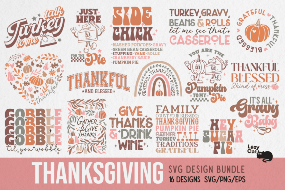 Thanksgiving SVG Bundle Gráfico Manualidades Por Lazy Cat