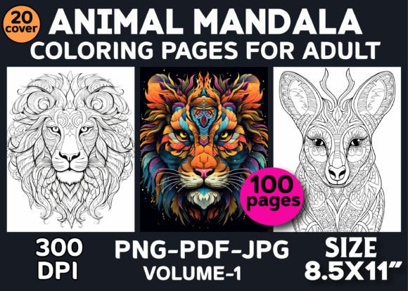 100 Animal Mandala Coloring Pages Grafica Pagine e libri da colorare per adulti Di ArT zone