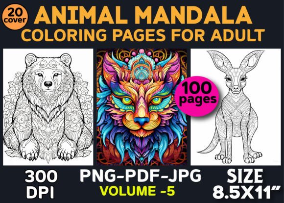 100 Animal Mandala Coloring Pages Graphic Coloring Pages & Books Adults By ArT zone