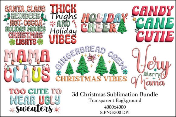 3D Christmas Sublimation Bundle Graphic AI Transparent PNGs By Red-Sublimation