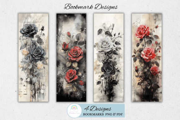 Gothic Rose Bookmark Sublimation Graphic Crafts By Rainbowtown