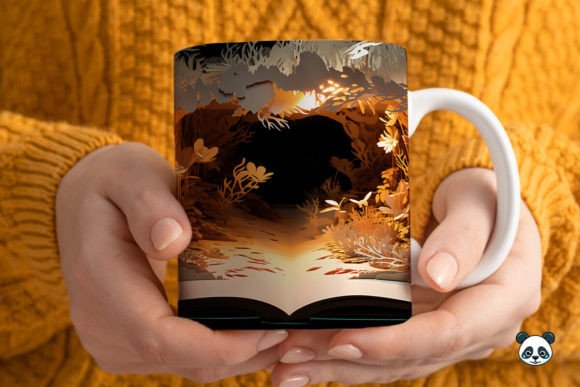 3D Book Mug Wrap Sublimation Gráfico Manualidades Por Pandastic