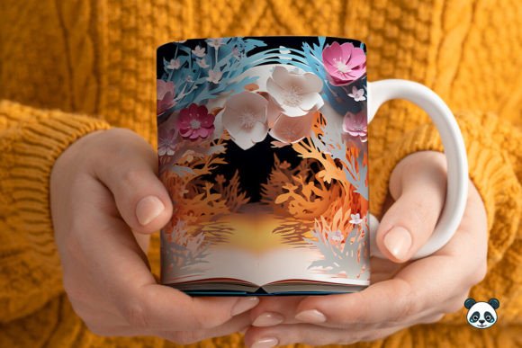 3D Book Mug Wrap Sublimation Gráfico Manualidades Por Pandastic