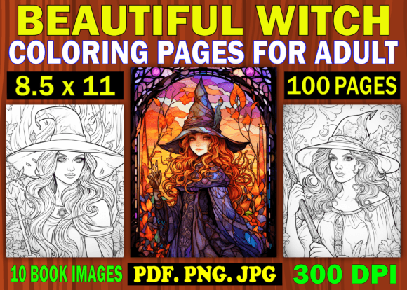 Beautiful Witch Coloring Pages for Adult Graphic Coloring Pages & Books Adults By Design Shop
