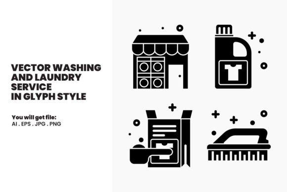 Washing & Laundry Service in Glyph Style Illustration Icônes Par SetiawanAPDesignWorks