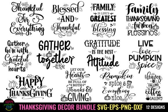 Thanksgiving Decor SVG Bundle I Fall SVG Graphic Crafts By Happy Printables Club