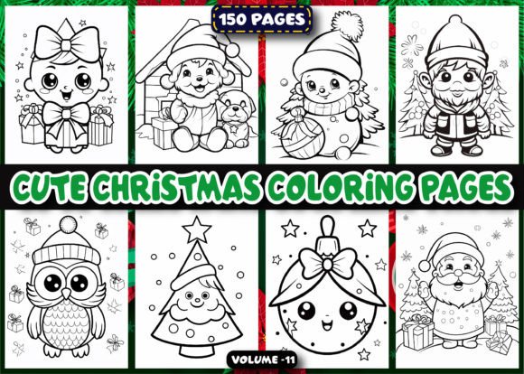 150 Cute Christmas Coloring Pages Graphic Coloring Pages & Books Kids By ArT DeSiGn