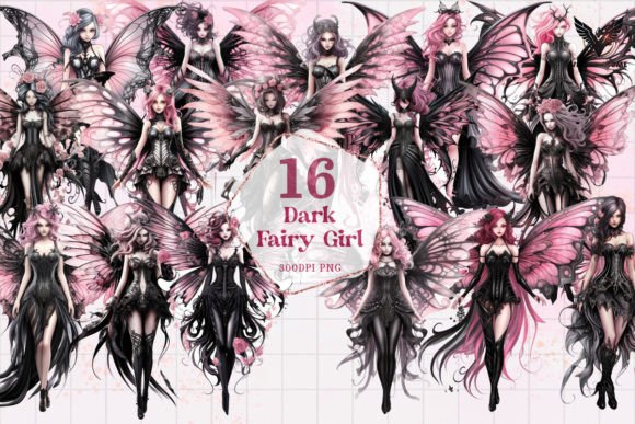 Dark Fairy Girl Sublimation Clipart PNG Graphic Illustrations By VictoryHome