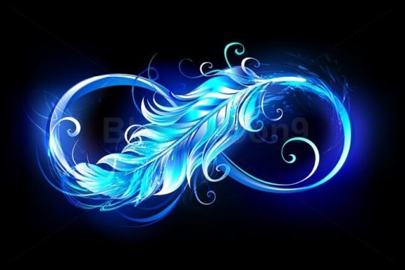 Fiery Symbol of Infinity with Feather Graphic Illustrations By Blackmoon9