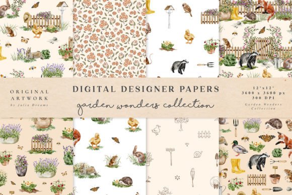Garden Watercolor Seamless Patterns Graphic Patterns By Julia Dreams