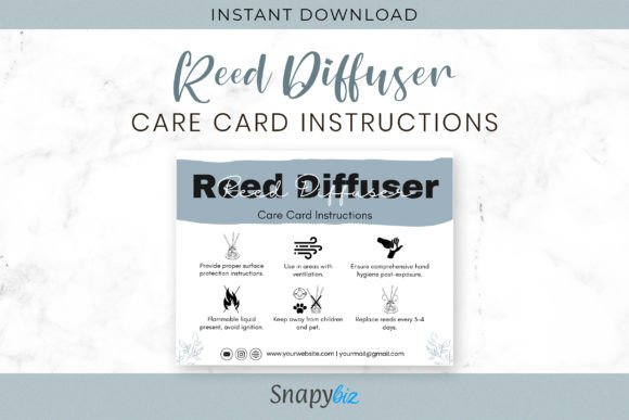 Reed Diffuser Care Card Instructions Pdf Graphic Print Templates By SnapyBiz