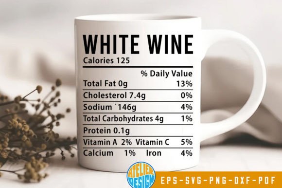 White Wine Nutrition Facts Svg Grafica SVG 3D Di Atelier Design