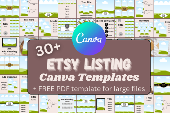 30+ Etsy Listing Canva Template Set +PDF Gráfico Mockups de Productos Diseñados a Medida Por ByAshleyDesignStore