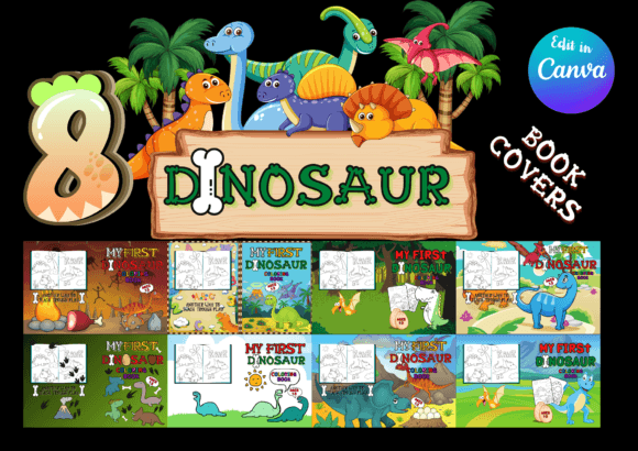 Dinosaur-Themed KDP Book Covers Graphic Print Templates By Impersonalny
