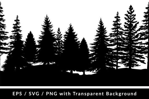 Pine Trees Forest Silhouette SVG EPS PNG Grafik Druckbare Illustrationen Von Formatoriginal