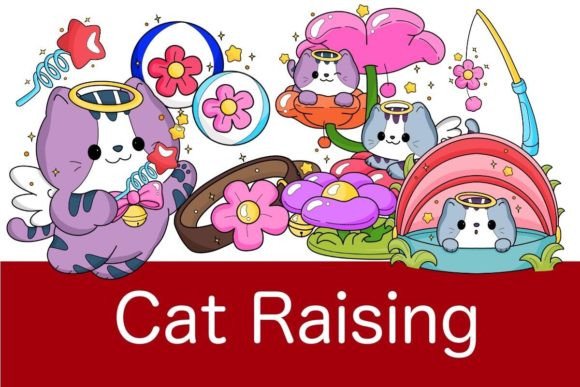 Cat Raising Gráfico Ilustraciones Imprimibles Por lelarose