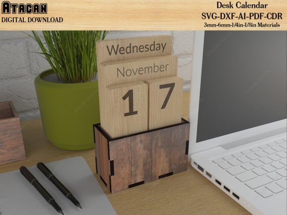 Custom Wooden Block Perpetual Calendar Graphic 3D Christmas By atacanwoodbox