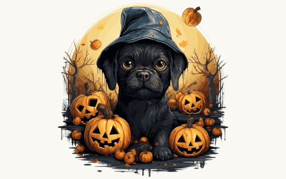 Dog Halloween Grafika Ilustracje do Druku Przez NESMLY
