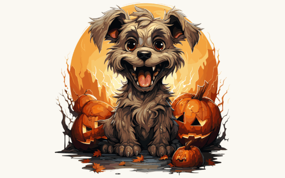 Dog for Halloween Grafika Ilustracje do Druku Przez NESMLY