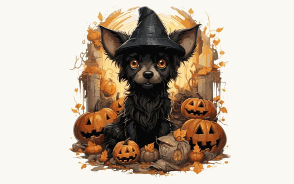 Halloween Dog Grafika Ilustracje do Druku Przez NESMLY