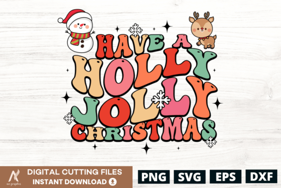 Have a Holly Jolly Christmas Groovy SVG Gráfico Diseños de Camisetas Por AN Graphics