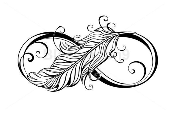 Infinity Symbol with Feather Graphic Illustrations By Blackmoon9