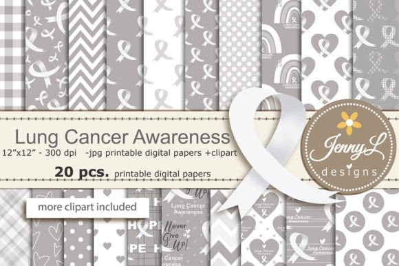 Lung Cancer Awareness Digital Papers Graphic Patterns By jennyL_designs