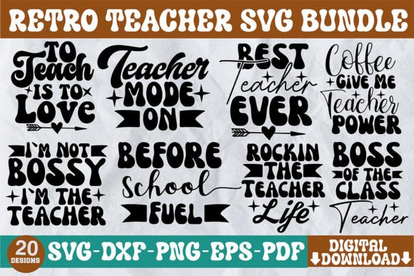 Retro Teacher SVG Bundle Graphic Crafts By monidesignhat