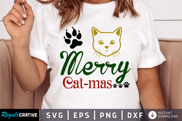 Merry Cat-mas SVG Design Gráfico Artesanato Por Regulrcrative