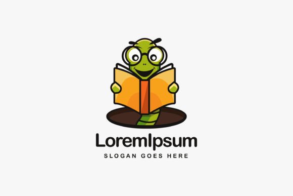 Bookworm Logo Mascot, Worm Logo Graphic Logos By DOMHOUZE