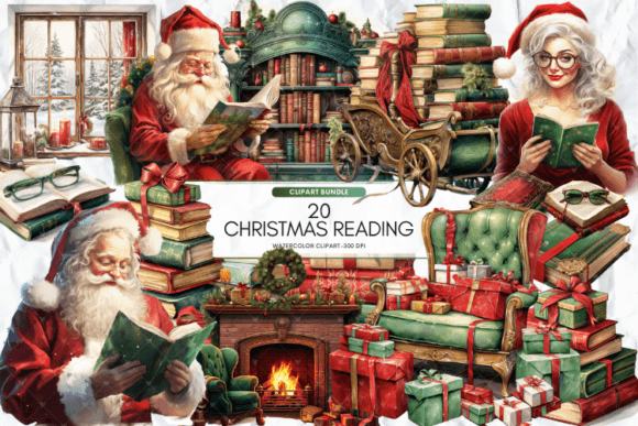 Christmas Reading Sublimation Bundle Graphic Illustrations By Markicha Art