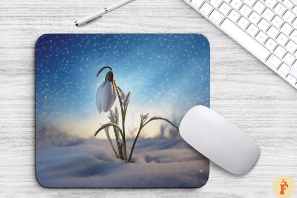 Frosted Snowdrop Flower Mouse Pad Design Afbeelding Achtergronden Door Foxmia