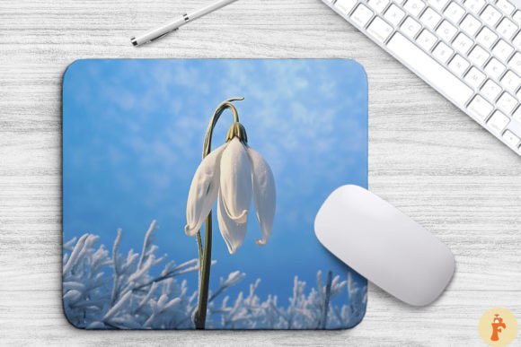 Frosted Snowdrop Flower Mouse Pad Design Afbeelding Achtergronden Door Foxmia