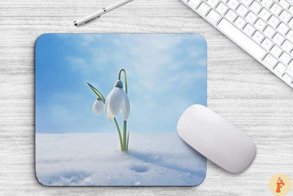 Frosted Snowdrop Flower Mouse Pad Design Grafik Hintegründe Von Foxmia