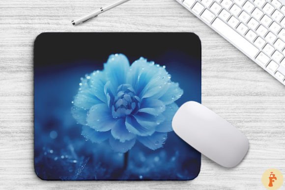 Frozen Blue Flower on Snow Mouse Pad Grafik Hintegründe Von Foxmia